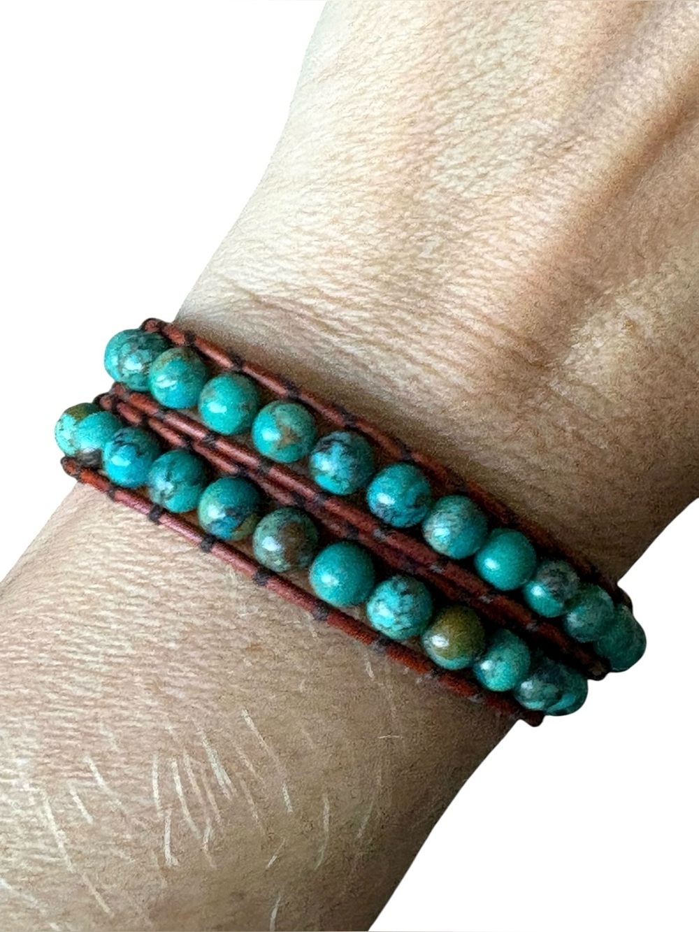 Chan Luu Turquoise Wrap Bracelet Leather 925 Boho Natural Stone Beads